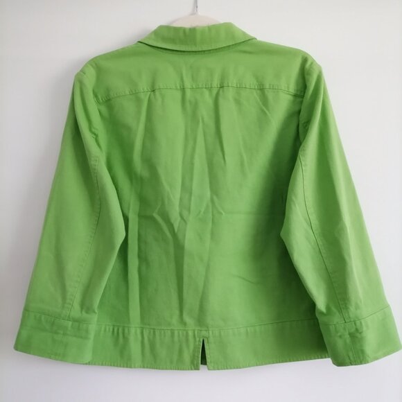 Talbots Womens Light Green 3/4 Sleeve Stretch Button Up Denim Jacket Size 12 - Picture 4 of 6